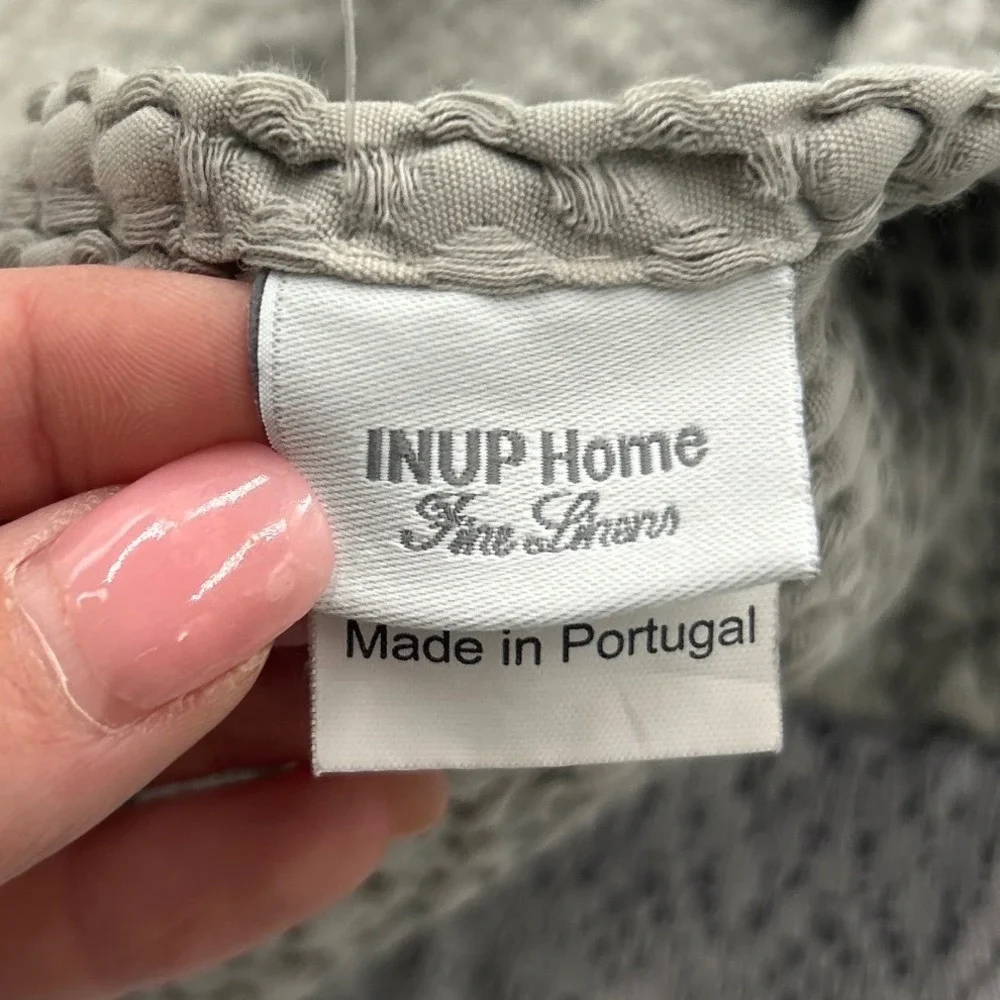 INUP Home‎ Portugal Grey 100% Cotton Waffle Weave Lace Trim Throw Blanket 49x78